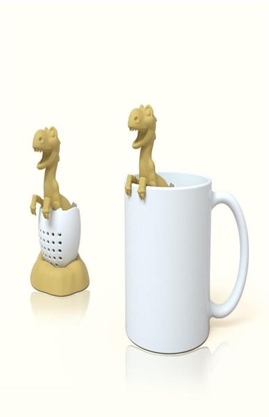 Dinosauro creativo a forma di baby a forma di tè Fulters in silicone di grado alimentare tirannosaurus foglias herbal spezie da tè sacca da tè accessori6683770