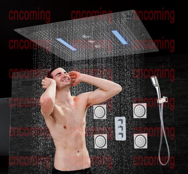 Badezimmer versteckte Duschset mit Massage -Jets LED Decken Duschkopf Tafel Thermostatische Bad -Duschhahn Regen Wasserfall AF54245332473