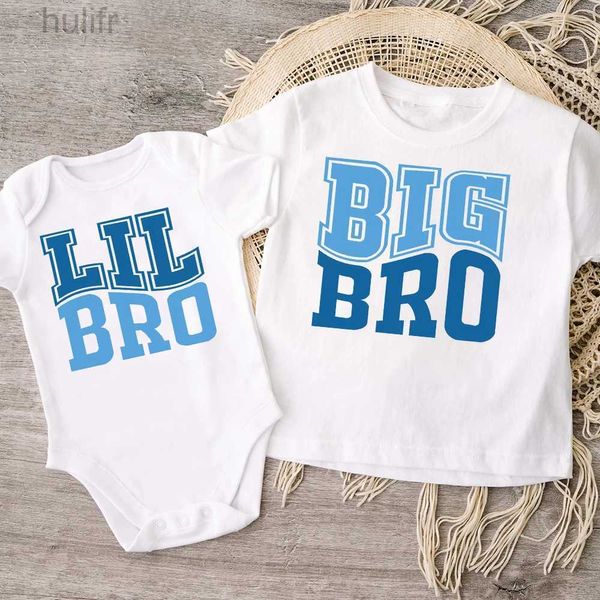 Abiti abbinati in famiglia Big Bro Brown Stampa vestito fratelli TEE Retro Matching Shirt Tops Big Brother Big Sister T-shirt Bodysuit Body Body Debber D240507