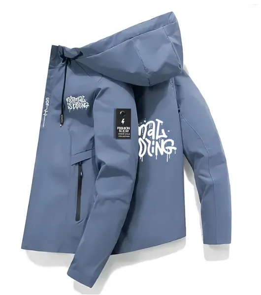 Erkek ceketleri basitleştirilmiş İngilizce sloganlar moda fermuarlı ceket açık hava yükleme gündelik giyim rüzgar kırıcı katlar bahar sonbahar