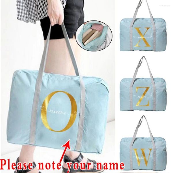 Bolsas de armazenamento portátil Nome personalizado Bolsa de viagem Bolsas femininas Organizador de roupas à prova d'água grande capacidade de bagagem dobrável