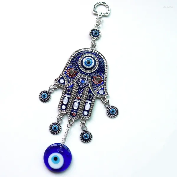 Dekorative Figuren Eisen geometrische Muster Wand hängende Wind Chime Kunst Crafts Fatima Hand Blue Eye Ornamente Meditation Yoga Heilung Haus