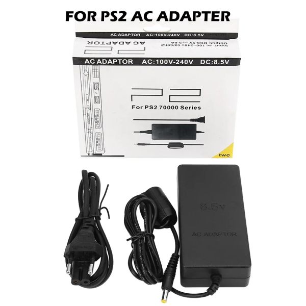 Joysticks Novo plugue da UE US 100 ~ 240V 50/60Hz Adaptador de energia CA para PlayStation 2 DC 8.5V Adaptador para PS2 Slim 70000 Series DropShipp
