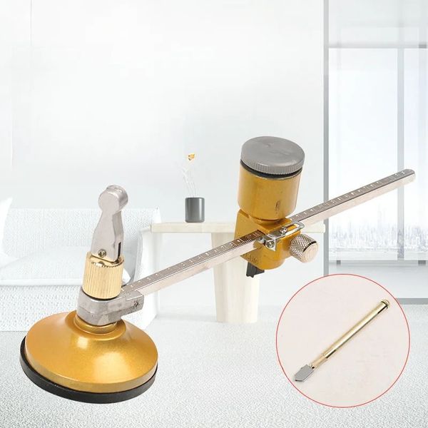 Rotatierbares kreisförmiger Glasschneider Profi mit runden Knopfgriff verstellbare Saugnapfbecher -Aluminiumlegierung einfach Gebrauch