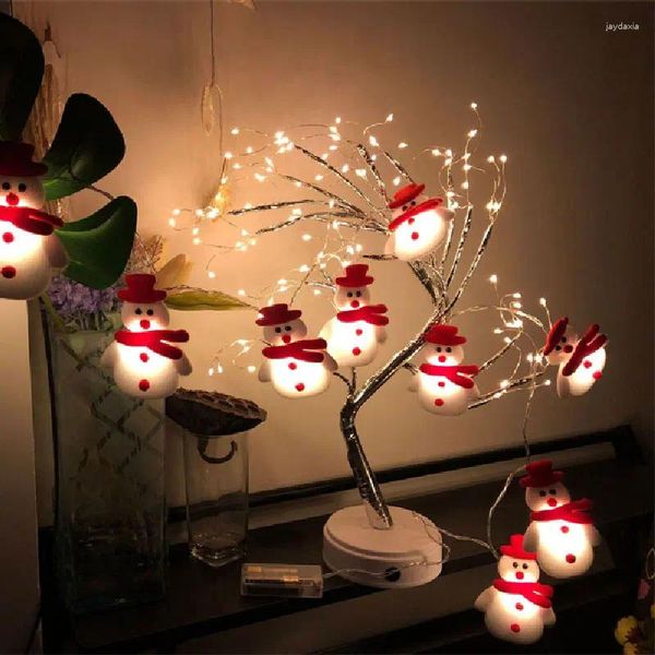 Decorações de Natal 3m LED Tree Decoration String String Lanterna do Papai Noel Boments de Snowman Rena Ornamentos