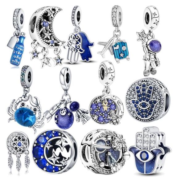 925 Charm de prata Beradas Dangle Blue Lantern Sun Pingente Love Family Forever Bead Fit Charms Bracelet Diy Acessórios de joias3780128