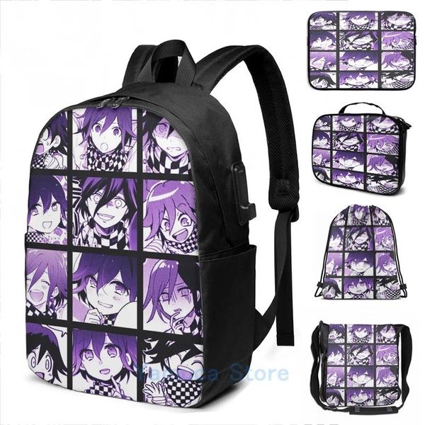 Zaino Funny Print grafico Kokichi Manga Collection (colorato) USB Charge Men Borse da donna Bag Bag Travel Laptop Laptop