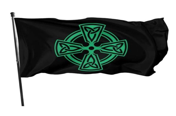 Celtic Cross Knot Irish Shield Warrior Warrior 3x5ft Bandeiras 100d Banners de poliéster em cor vívida externa de alta qualidade com dois bronze G7327243