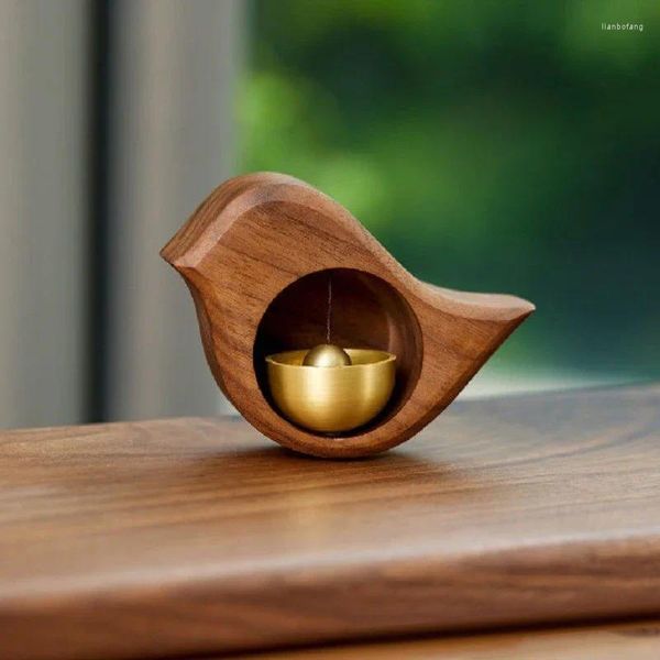 Figurine decorative Force a campana rotonda dopamina apertura in legno giapponese Uccello promemoria aspirazione a campanello di uovo magnetico