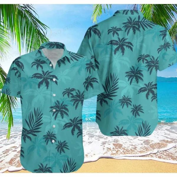 Camicie casual maschile cocco cocco camicia hawaiane maniche corta spiaggia floreale plus size abbigliamento