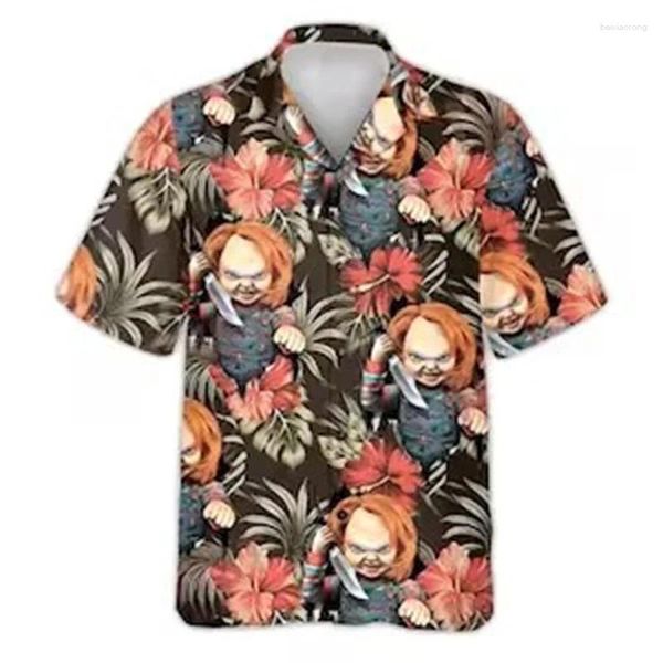 Camicie casual maschile film horror sposa di chucky 3d stampato per uomini donne vestiti a manica corta camisas y busas hawaian shirt maschio maschio