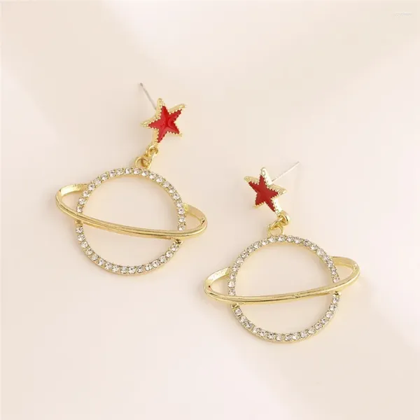 Orecchini dangle perduti Lady Geometric Round Star Drop per donne Rinestone Gioielli all'ingrosso Regalo per feste coreano femmina