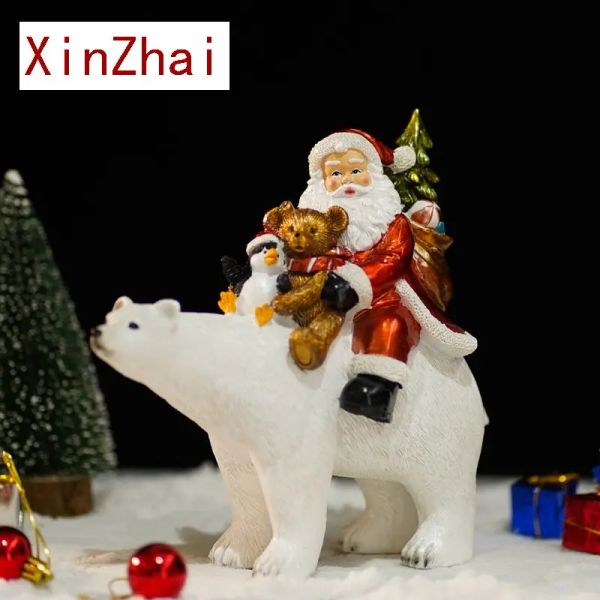 Skulpturen Vilead 2022 Santa Claus Figuren Sammlungen für Weihnachtsdekoration Zubehör Harz Statue Doll Innenausstattung Neujahrsgeschenk