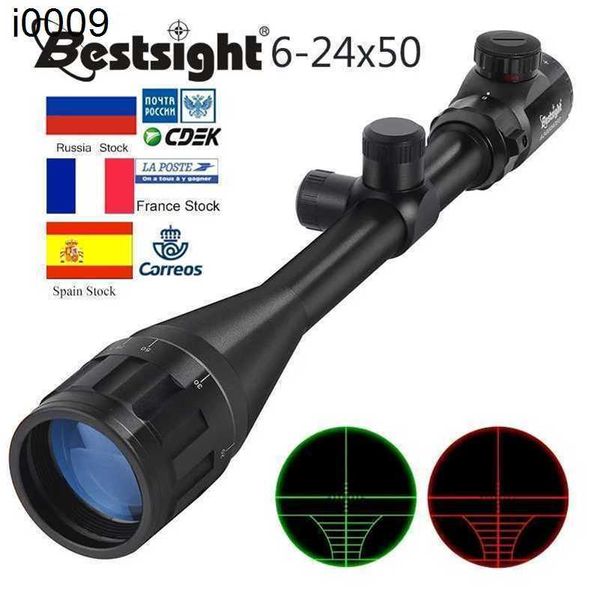 Original 6-24x50 Best-Sight Aoe Tactical Optical Rifle Scope Rot und grüner mil-dot beleuchtete Scharfschützenjagd Scopes