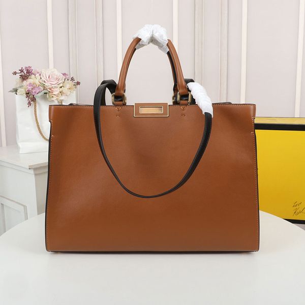 Designer di lusso Tote Bag Peekaboo di alta qualità Guida borsetta da donna in pelle vera elabora marrone vintage figa a portata di grande capacità borsetta