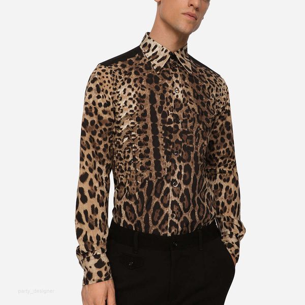 dg dolce gabbana Вы e S Leopard Print Cotton Shirt Mens Designer Camisetas Roupas de marca Men Men manga longa Vestido Hip Hop Tops 841778 Zoec 6PLP