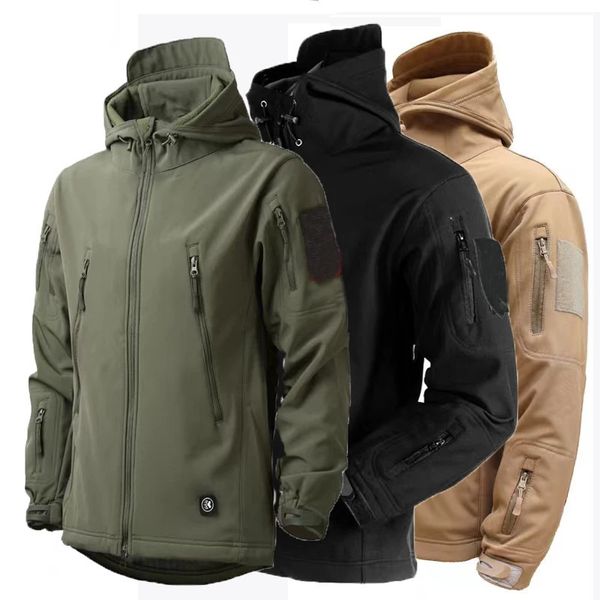 Fleece Herbst Military Männer Jacken wasserdichte Fischereijagd Wanderwanderung Camping Klettern Winterstreckenanzüge Thermal Fall S-5xl 240507