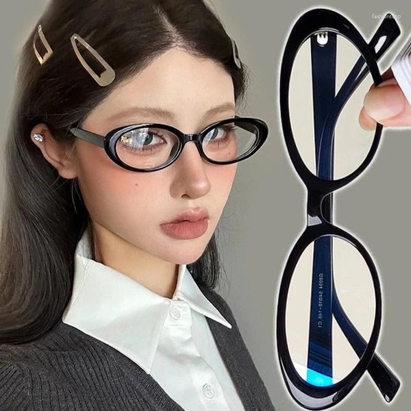 Güneş Gözlüğü 1/2/3pcs Retro Oval Gözlükler Kadın Kızlar Y2K Çerçeve Gözlük Dekoratif Bilgisayar Anti-Blue gözlük gözlükleri