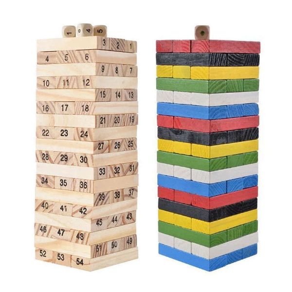 Bloco de brinquedo de brinquedo de madeira para construção de edifícios de construção de quebra -cabeças jogo 54pcs