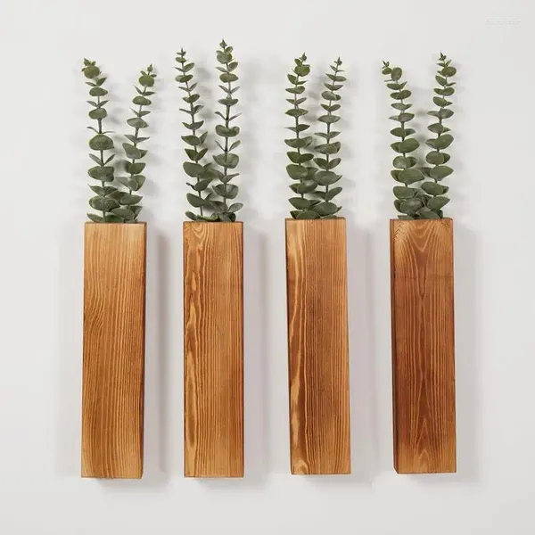 Vasos plantador de parede vaso de bolso de madeira de madeira pendurada para suporte de flores secas