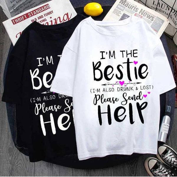 T-shirts masculinos Melhores amigos combinando camiseta se perdidos ou bêbados, por favor, volte para as mulheres engraçadas, as camisetas retornam para melhores amigas engraçadas camisas T240506