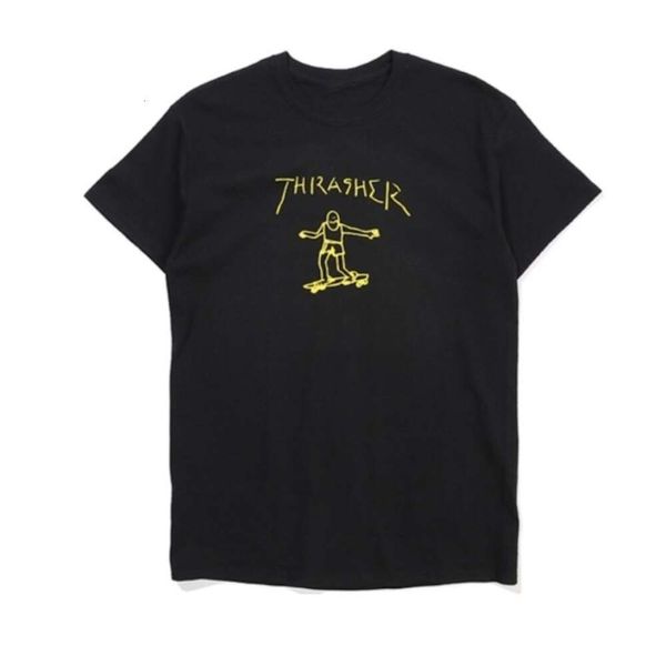 THRASHER T-SHIRT Designer Tee Luxo Moda Moda Mens Tshirts Skateboard Impresso Tshirt de manga curta solta para homens e mulheres