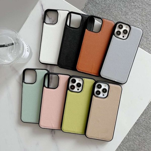 Padrão simples de lichia adequado para iPhone 13 Pro Max maçã 14 capa de telefone 12 couro xl casal xs pacote completo