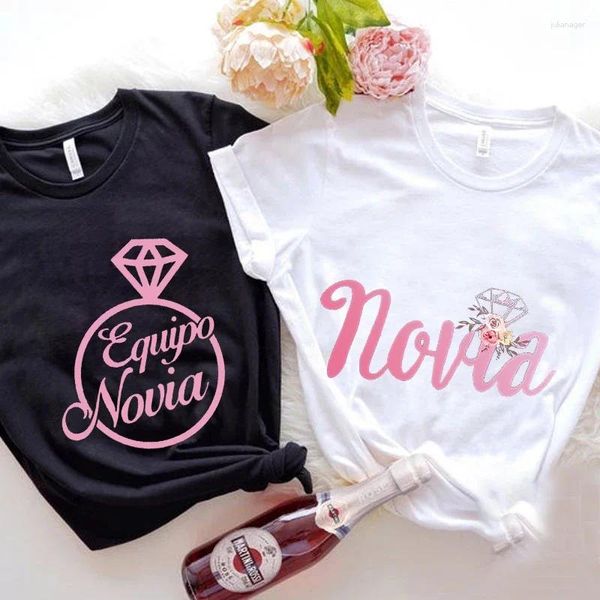 T-shirt da festa per la festa di addio al nubila da donna EVJF Women Doccia nuziale Team Spanish Bride Squad Skirt Single Farewell Tee Wedding Hen Tops