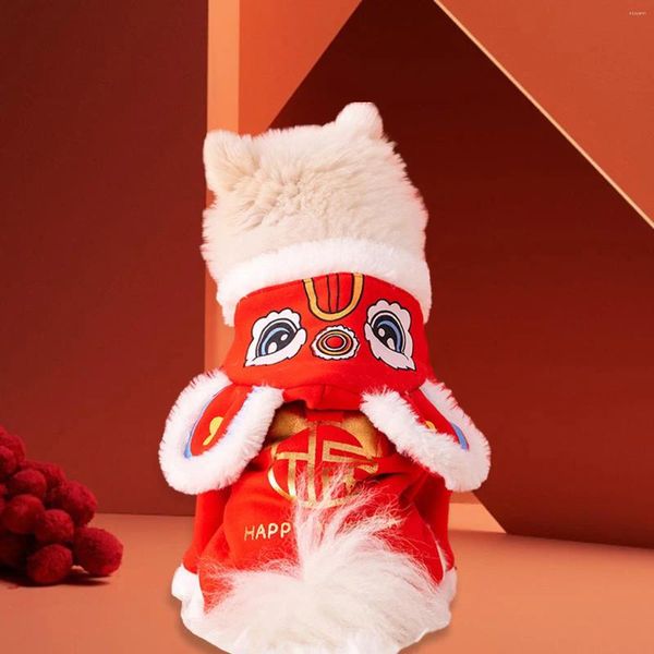 Hundebekleidung Chinesisches Frühling Festival Haustierkleidung Tang Anzug Outfits Red Winter Welpe