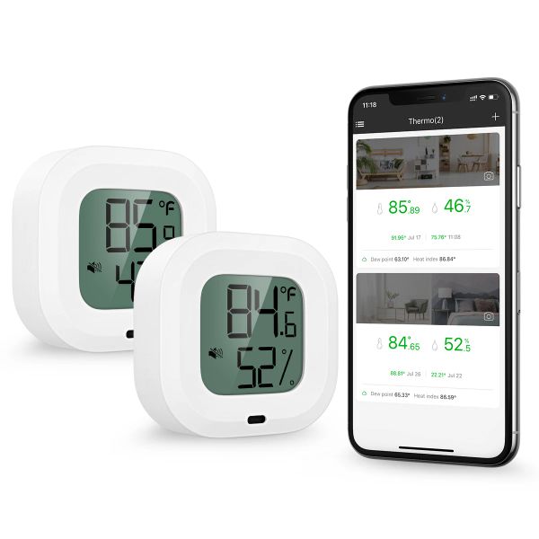 Gauges Oria 2pcs Wireless Thermometro Igrometro Mini Bluetooth 5.0 TEMPERATURA INTERNO E UMICITÀ Monitoraggio del sensore