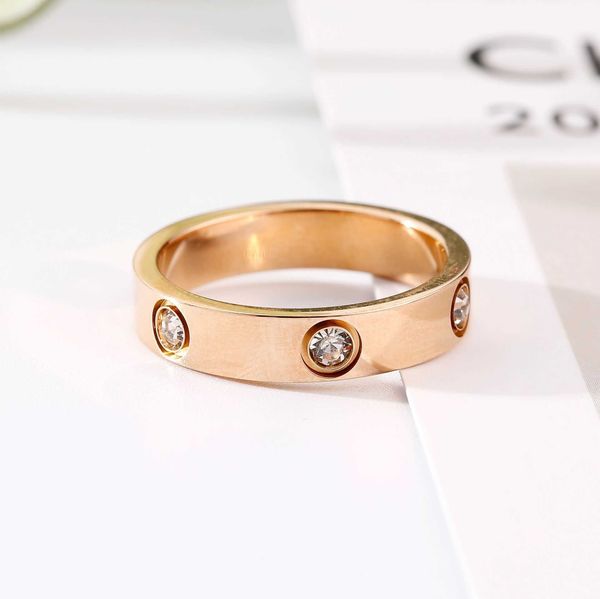 Affascinanti anelli da uomo e da donna Diamond Rose Gold Girls Gioielli Accessori anelli di dito alla moda di moda con anelli originali del carrello