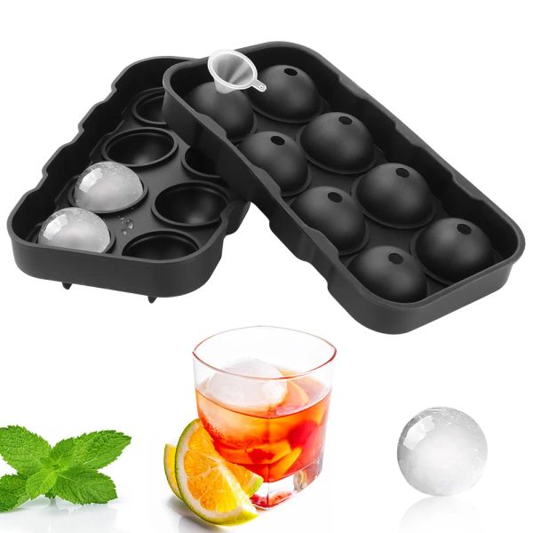 Strumenti sfera di ghiaccio stampo con imbuto 8 cavità silicone cubo ghiaccio sfere maker stampo sfera di ghiaccio stampo per la cucina cucina utensili