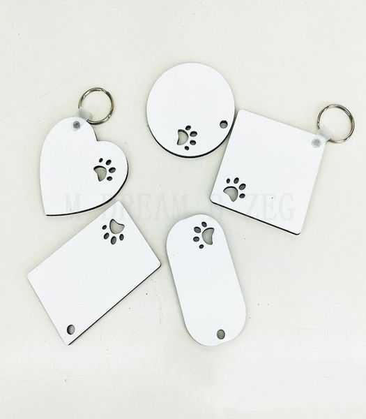 Sublimazione del portachiavi per cuccioli Sublimation MDF Ring Stampa zampa di legno Creativo Dog Tag8987231