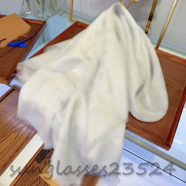 Шарфы белый шарф шелковой шерстяной шарф Шал, осенняя и зимняя мода, тонкая серебряная проволока, многоцветный, полный узор логотипа, дизайнерский SCA