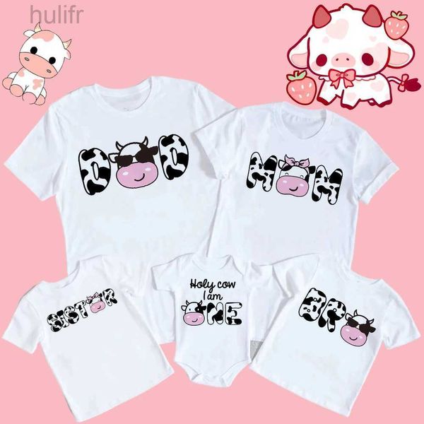 Abiti abbinati in famiglia mucca sacra sono un outfit abbinata per famiglie baby un compleanno papà mamma sis bro tees look thirt tops vestiti di compleanno pagliaccio d240507