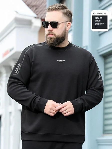 Erkek Hoodies Baisheng Kış Sıradan Şişman Adam Yuvarlak Boyun Süvari