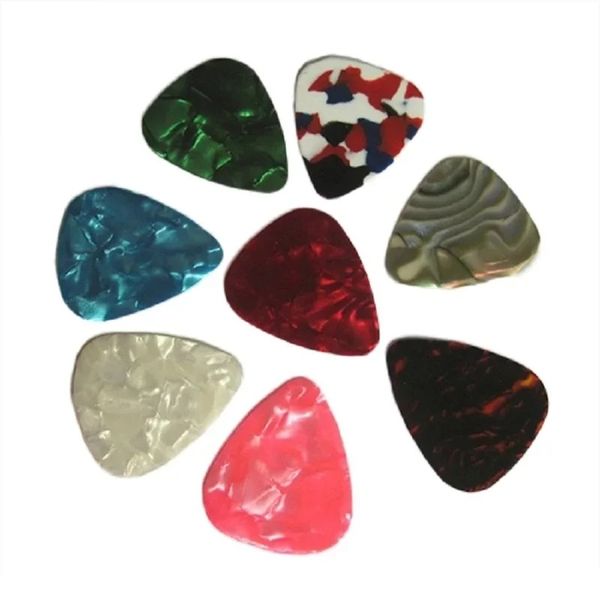 10pcs selüloid 0.46mm gitar seçer Strimed gitar seçer Enstrümanlar Aksesuarlar Gitar Aksesuarları