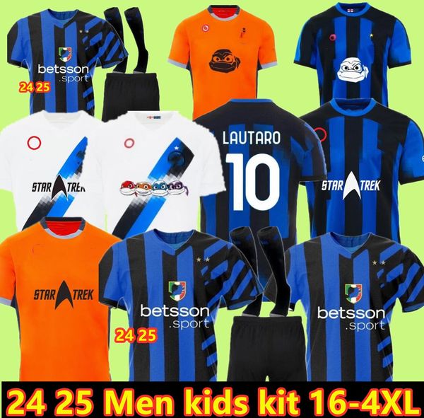 Jogador de fãs 24 25 Lukaku Inters Milans Jersey de futebol Barella Inters Milans LaUtaro Vidal J. Correa 2024 2025 Camisa de futebol Calhanoglu Men Kit 3rd Kids DiMarco Thuram