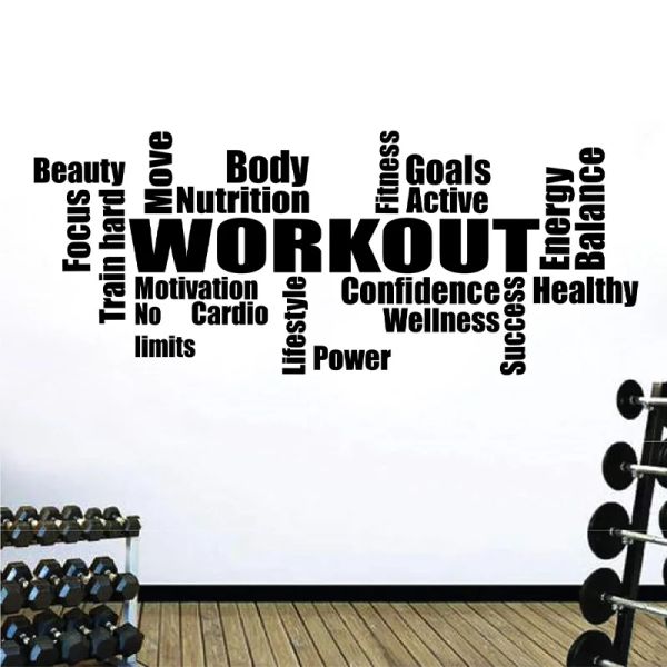 Aufkleber Workout Fitnessstudio Zitate Wandtastkörper Vinyl Home Decor Fitness Sport inspirierende Motivationswörter Aufkleber Wand Wandbild Tapete Z556