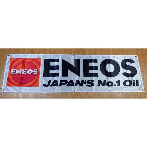 Acessórios 130gsm 150d Material de poliéster ENEOS LUBRICANTES BANNER DE ÓLEO DE ÓLEO 1,5 pés*5ft (45*150cm) Tamanho Publicidade Decor Sinalizador YHX294