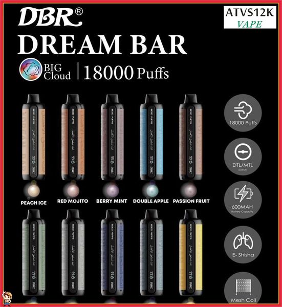 DBR DREAD DRAM BAR Pro Max 18000 BUF SUBILAGE Penna 27 ml POD pre-riempita 600 mAh batteria ricaricabile e sigarette sbuffi 18k e-shisha 0% 2% 3% 5% di forza 15 sapori sapori