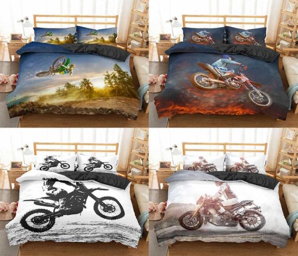Bedding de motocross Homesky Conjunto para meninos adultos crianças Offroad Race Motorcycle Duvet Capa Soldana rei Double 23pcs Terno 2106151246364