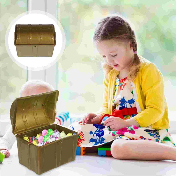 Garrafas pirata tesouro caixa de caça a crianças retro plástico decoração de jóias de joias de brinquedos peito