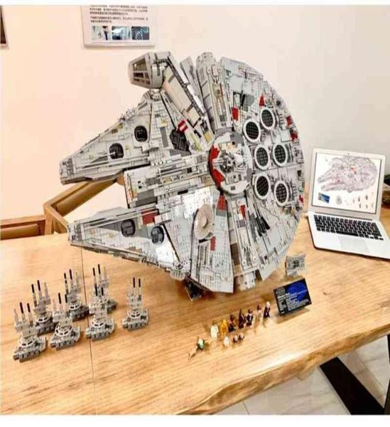 NOVO Chegou 75192 Millennium Falcon Star Plan Wars Movie Modelo Blocks Blocks Diy Bricks Toys 8445pcs For Kids Gift AA2203174626277