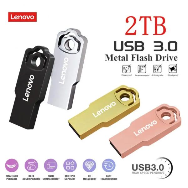Adaptör Lenovo 1TB USB 3.0 Flash Track 2tb Yüksek Hızlı Kalem Sürücü Metal Tip C USB Pendrive Bellek Çubuğu Bilgisayar Depolama Aygıtı