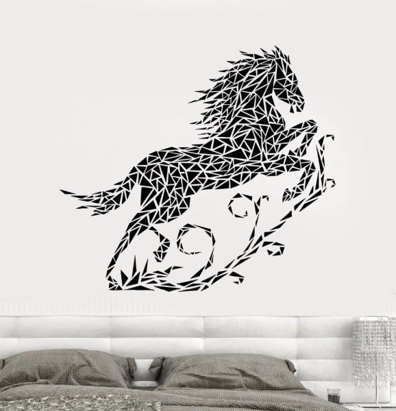 Наклейки абстрактная виниловая стена наклеивание спальни геометрическая беговая лошадь на стенах наклейка дома