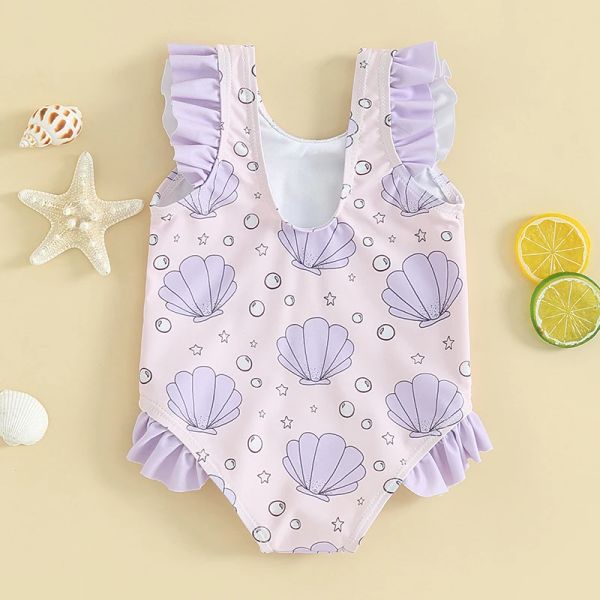 Swimwear Bhin Infant Baby Girl Girl Swimsuit Sleeveless Shell Star Stampa Frill Frill Abbigliamento da bagno Summer Beachus