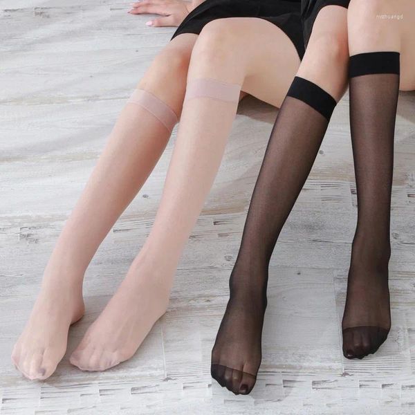 Kadınlar SOCKS Orta Kalf İpek Çorapları Kadın İnce Sıkılmaya Dirençli Üst Kiz Uzun Boot 5D Basit Ultra Yetenekli Et Rengi Buzağı