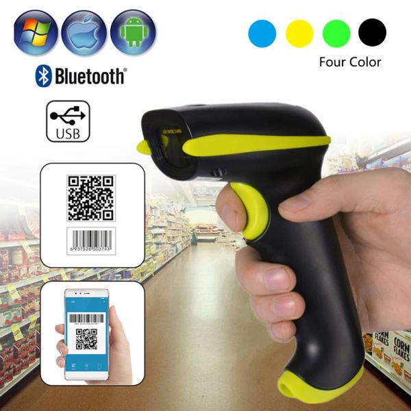 Scanners mais baratos 1dlaser handheld barcode scanner leitor de código de barras com fio com scanner de código de barras sem fio USBInterface com leitor de pistolas de memória