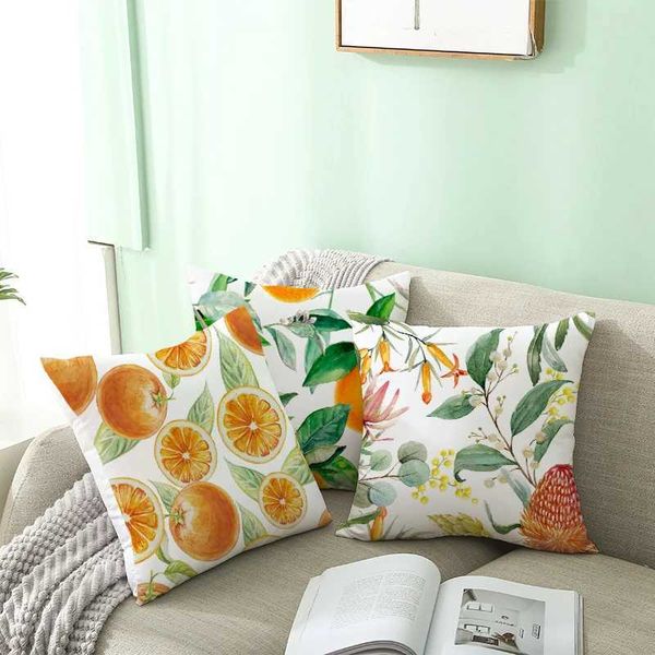 Подушка/декоративная летняя подушка фруктов 45x45 лимонный апельсин